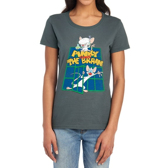 Pinky and The Brain Ol Standard Women's T Shirt, Charcoal, Medium
