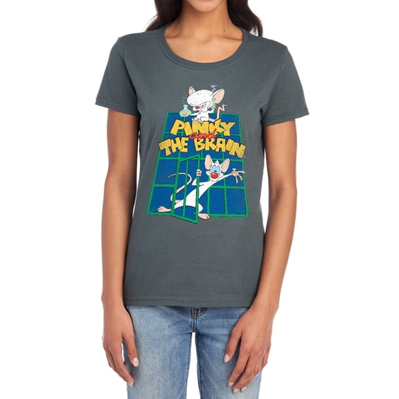 Pinky and The Brain Ol Standard Women's T Shirt, Charcoal, Medium