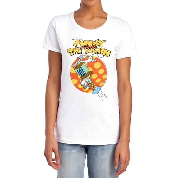 Pinky and The Brain Soda Women's T Shirt, White, X-Large