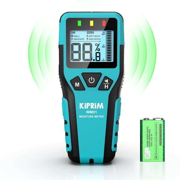 Pinless Moisture Meter Home Moisture Level Tester Damp Meter for Floor,Wood, Walls, Concrete Accurate Non-Destructive Testing Moisture Meter WM01