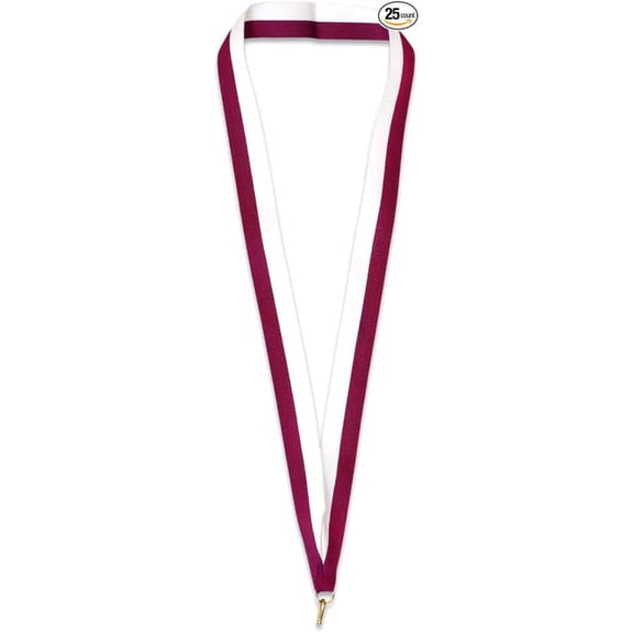 Pinmart Neck Ribbon Lanyards for ID Badges - Maroon/White, 10 pack