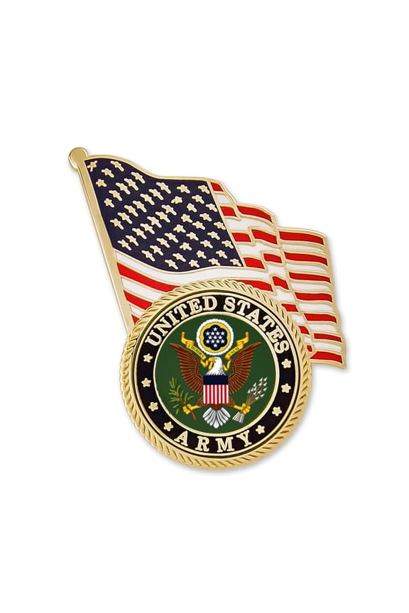 's Officially Licensed U.S. Army Emblem & USA Flag Pin