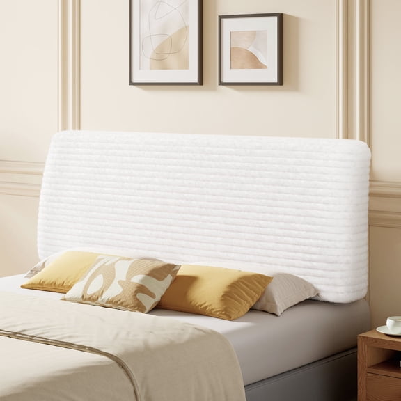 Pinmoco 4.7" Upholstered Foam Headboard Full Bed, Height Adjustable and Ergonomic Head Board, Corduroy White