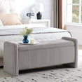 thumbnail image 1 of Pinmoco 44" Upholstered Storage Bench, Wood Frame Entryway Bench with Storage for Bedroom & Living Room, Corduroy Gray, 1 of 8