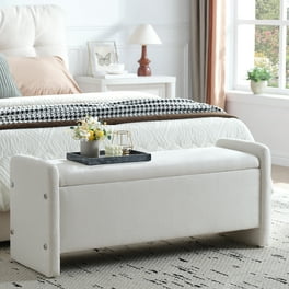 ACME Pearl Bench w/Drawer, Pearl White Finish