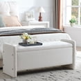 thumbnail image 1 of Pinmoco 44" Upholstered Storage Bench, Wood Frame Entryway Bench with Storage for Bedroom & Living Room, Linen White, 1 of 8