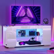 Pinmoco 47 TV Stand for TVs up to 55, Gaming Entertainment Center with LED Lights, White