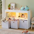 thumbnail image 1 of Pinmoco 5-Cube Reversible Open LED Kids Toy Storage Organizer with Three Fabric Drawers for Playroom Storage, White, 1 of 10