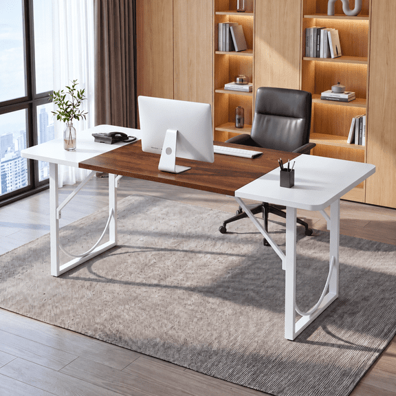 Convertable Cubord An Computer Table HomeRoots 489839 47 in. White & Black Faux Marble Wood & Iron Parsons ...