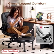 Pinmoco Retrofit Footrest for Office Chair, Height Adjustable, Cushion Attachment, Compatible with Most Mesh and Standard Desk Chairs, PU Black