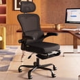 thumbnail image 1 of Pinmoco Ergonomic Office Chair with Footrest, High Back Mesh Desk Chair with Flip-up Arms and Lumbar Support, Black Mesh, 1 of 10