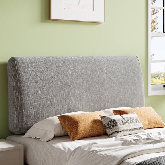 Pinmoco Upholstered Headboard Full Bed, Height Adjustable and Ergonomic Foam Head Board, Fabric Gray