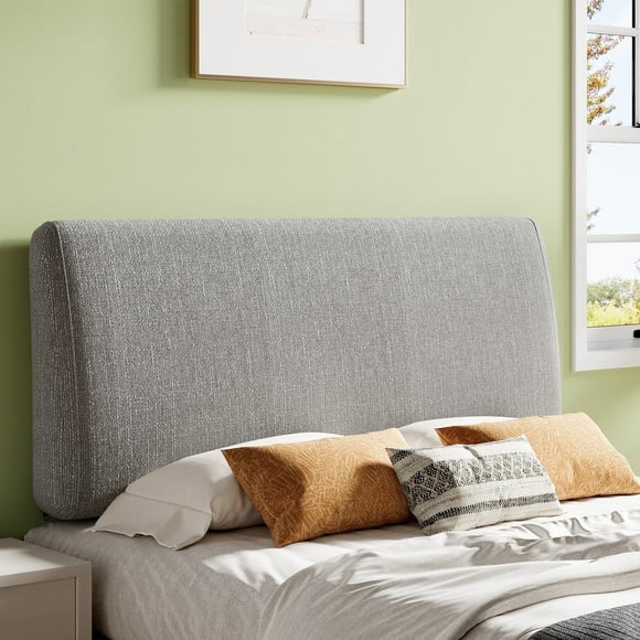 Pinmoco Upholstered Headboard Full Bed, Height Adjustable and Ergonomic Foam Head Board, Fabric Gray