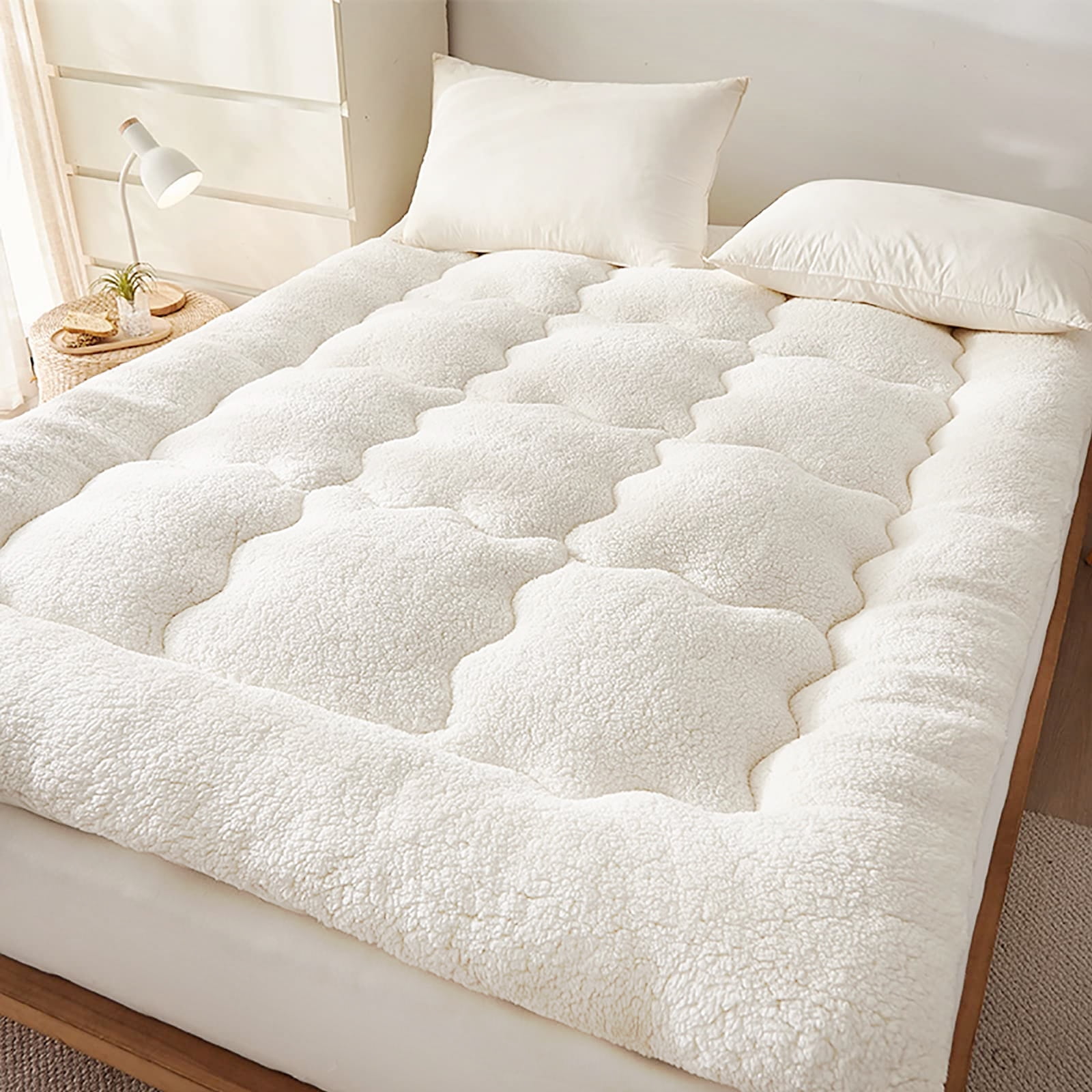 Pinmoco Full Mattress Pad Fitted Mattress Two sided Topper Protector Soft Comfortable Breathable