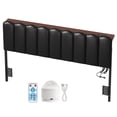 thumbnail image 1 of Pinmoco Upholstered Headboard with Storage Space and Charging Station for Full Size Bed, Galaxy Aurora Star Projector, Black PU Leather, Easy Assembly, 1 of 11