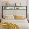 thumbnail image 1 of Pinmoco Headboard for Full Size Bed with Storage, Linen Upholstered Headboard with LED & USB Charging, Beige, Headboard Only(Bed Frame Not Included), 1 of 11
