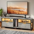thumbnail image 1 of Pinmoco LED TV Stand for 30-70" TVs, Media Console with Glass Shelves, Retro Gray, 1 of 6