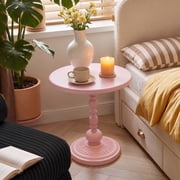 Pinmoco Round Side Table, Metal End Table, Anti-Rust and Waterproof Small Coffee Table for Living Room Bedroom Balcony, Pink