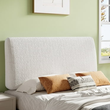 Pinmoco Memory Foam Upholstered Headboard with Height Adjustable and Ergonomic Head Board for Full Bed, Teddy Velvet White