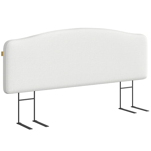 Pinmoco Upholstered Headboard for King Bed, Height Adjustable and Memory Foam Arc-shaped Head Board, White