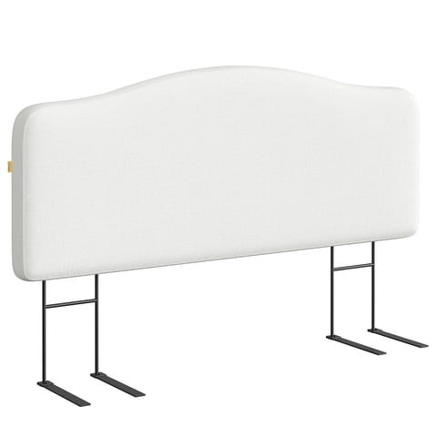 Pinmoco Upholstered Headboard for Queen Bed, Height Adjustable and Memory Foam Arc-shaped Head Board, White