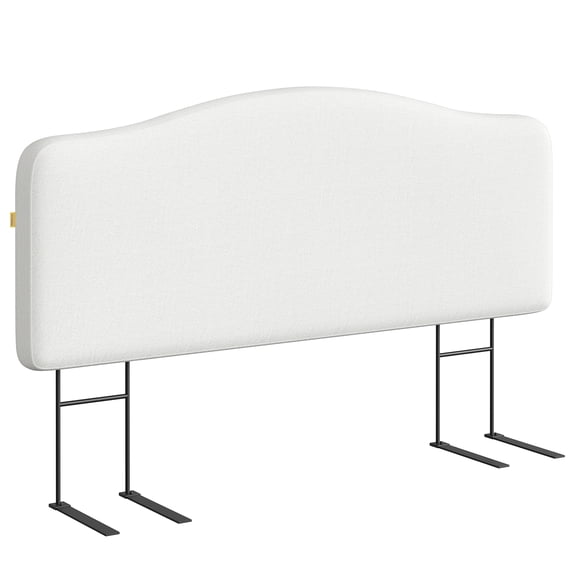 Pinmoco Upholstered Headboard for Queen Bed, Height Adjustable and Memory Foam Arc-shaped Head Board, White