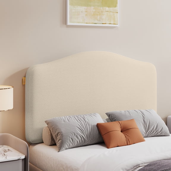 Pinmoco Upholstered Headboard for Twin Bed, Height Adjustable and Memory Foam Arc-shaped Head Board, Beige