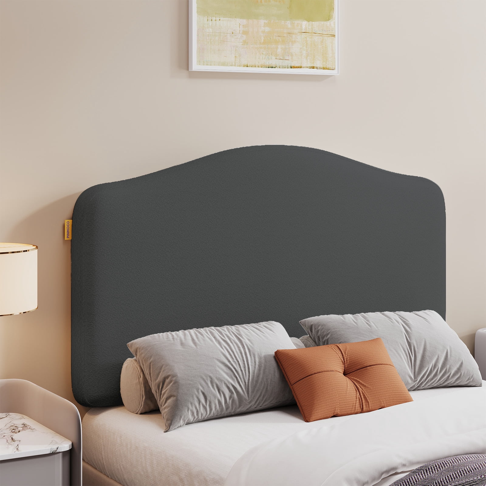 Pinmoco Upholstered Headboard for Twin Bed, Height Adjustable and Memory Foam Arc-shaped Head Board, Gray