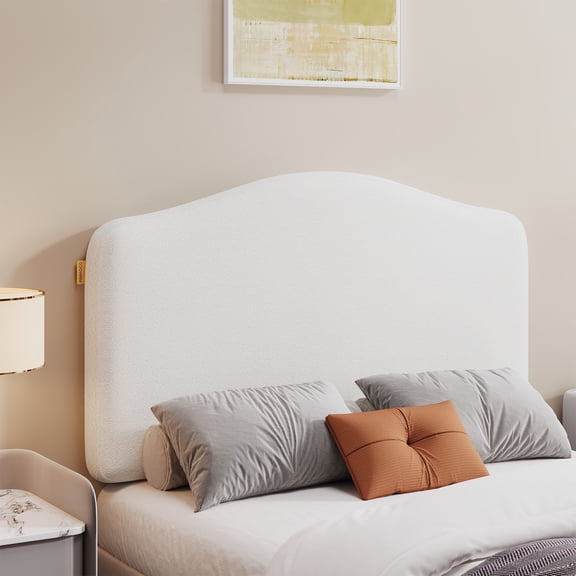 Pinmoco Upholstered Headboard for Twin Bed, Height Adjustable and Memory Foam Arc-shaped Head Board, White