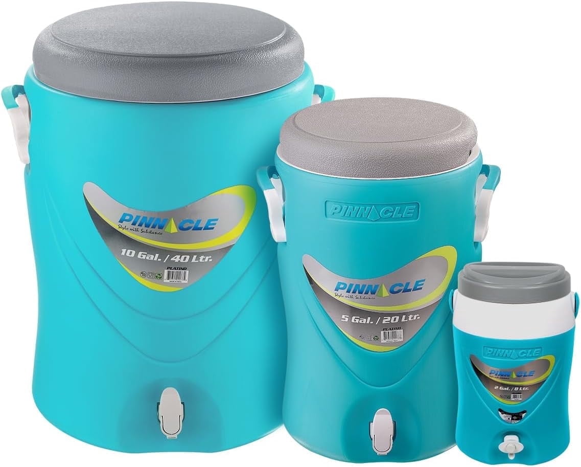 Pinnacle 10-Gal, 5-Gal & 2-Ga Insulated Water Jug Set with Spout – Leakproof Portable Cooler