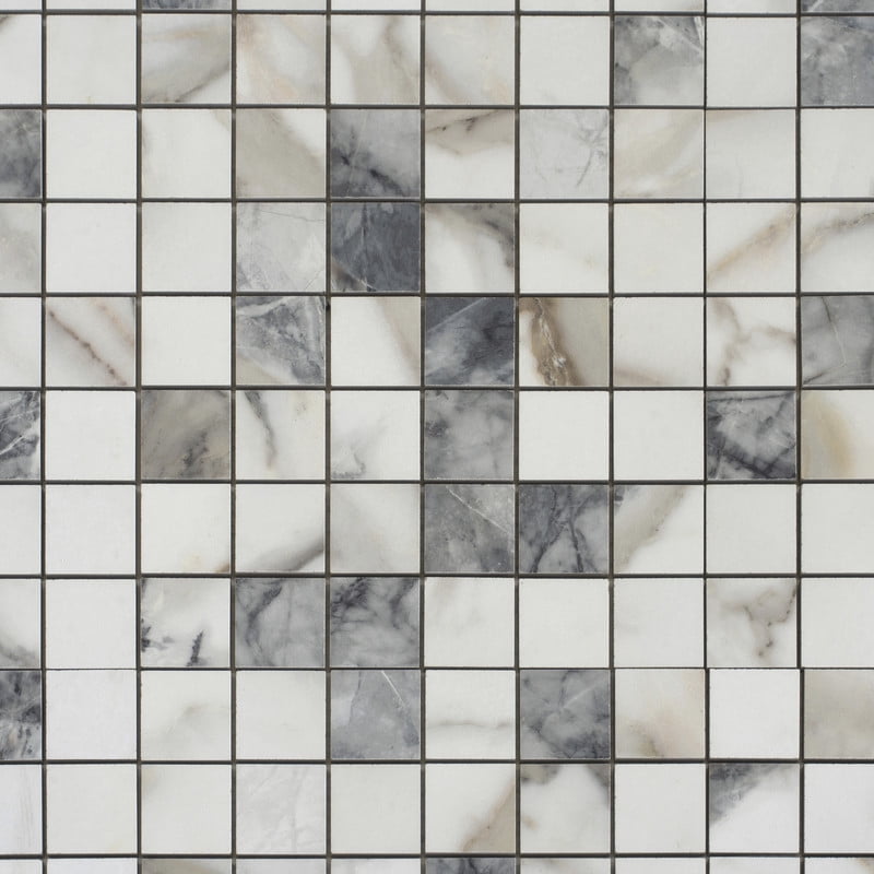 Pinnacle 12 x 12 in. Matte Classic White with Gray Porcelain Mosaic Wall and Floor Tile (10.76 sq ft/case) - 11 Pack