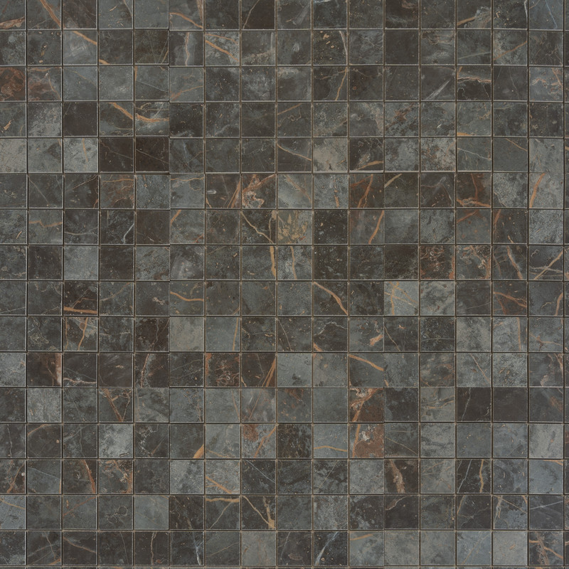 Pinnacle 12 x 12 in. Matte Dark Gray Blue, Orange Vein Porcelain Mosaic Wall and Floor Tile (10.76 sq ft/case) - 11 Pack