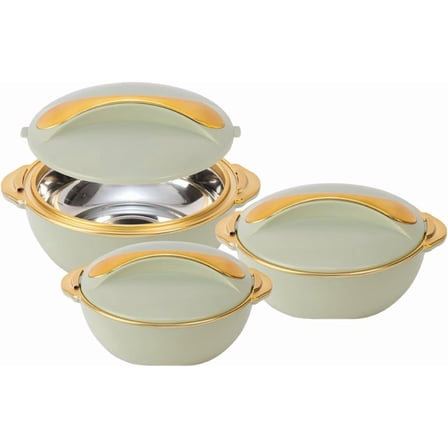 Pinnacle 3-Pc Insulated Casserole Set – 3/2/1L Hot Food Warmer with Lids Pistachio