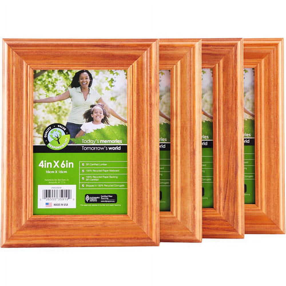 Pinnacle 4" x 6" Natural Wood Frame, Set of 4