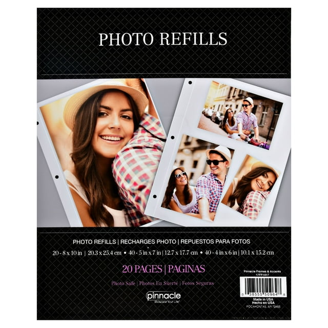 Pinnacle 8" x 10" Photo Album Page Refills, 20 pages