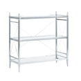 thumbnail image 1 of Pinnacle Chrome Glass 3-Tier Console Table Modern Industrial Design Mobile Shelves, 1 of 10