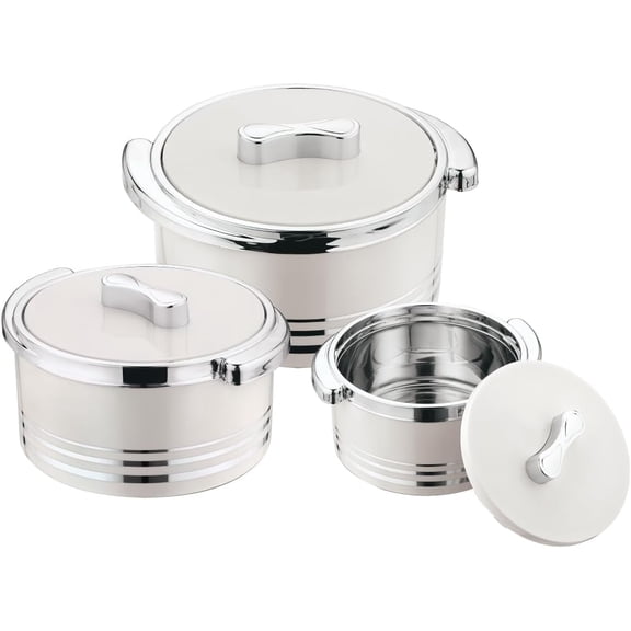 Pinnacle 3-Piece Insulated Casserole Set 3.7/2.6/1.5 qt Thermal Bowls Stainless Steel