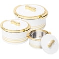 thumbnail image 1 of Pinnacle 3-Piece Insulated Casserole Set 3.7/2.6/1.5 qt Thermal Bowls White Gold, 1 of 9