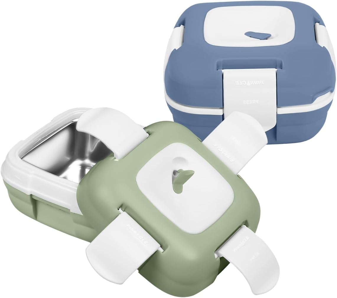 Pinnacle Insulated Leak-Proof Lunch Box Set of 2, 16oz, Heat Release Valve, Nave/Olive