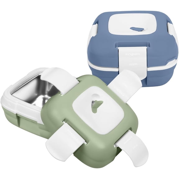 Pinnacle Insulated Leak-Proof Lunch Box Set of 2, 16oz, Heat Release Valve, Nave/Olive