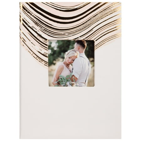 Pinnacle Ivory with Pink and Gold Rings Hard Brag Photo Album, 36 page count
