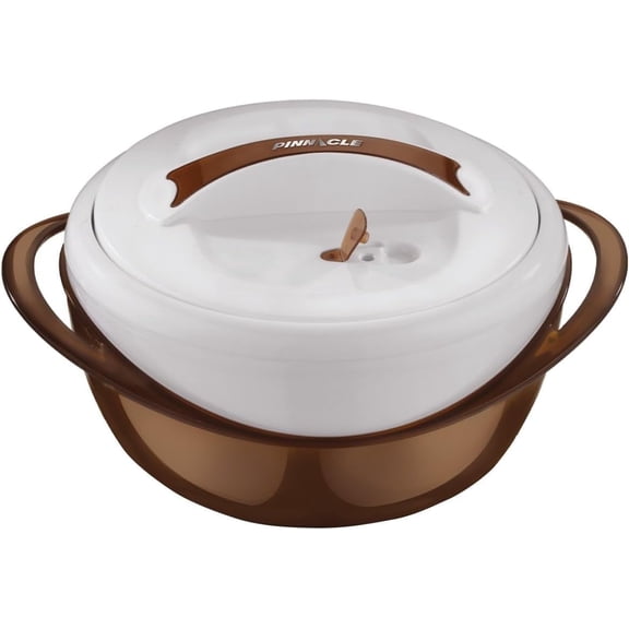 Pinnacle 3.6 Qt Insulated Casserole Dish with Lid – Stainless Steel Thermal Food Serving Bowl Brown