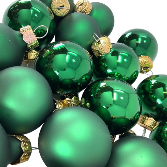 Pinnacle Peak Trading Christmas Green Shiny and Matte Polish Glass 30mm Ball Bauble Ornaments 20 Piece Made in Poland 1.2 Inch