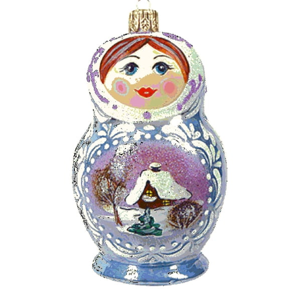Pinnacle Peak Trading Company Frosty Matryoshka Nesting Doll Polish Glass Christmas Ornament Made in Poland