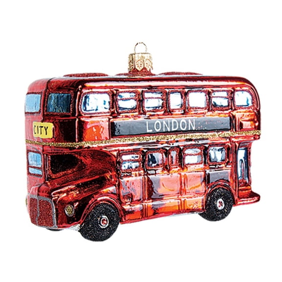 London Double Decker Bus Polish Glass Christmas Ornament England Tree Decoration