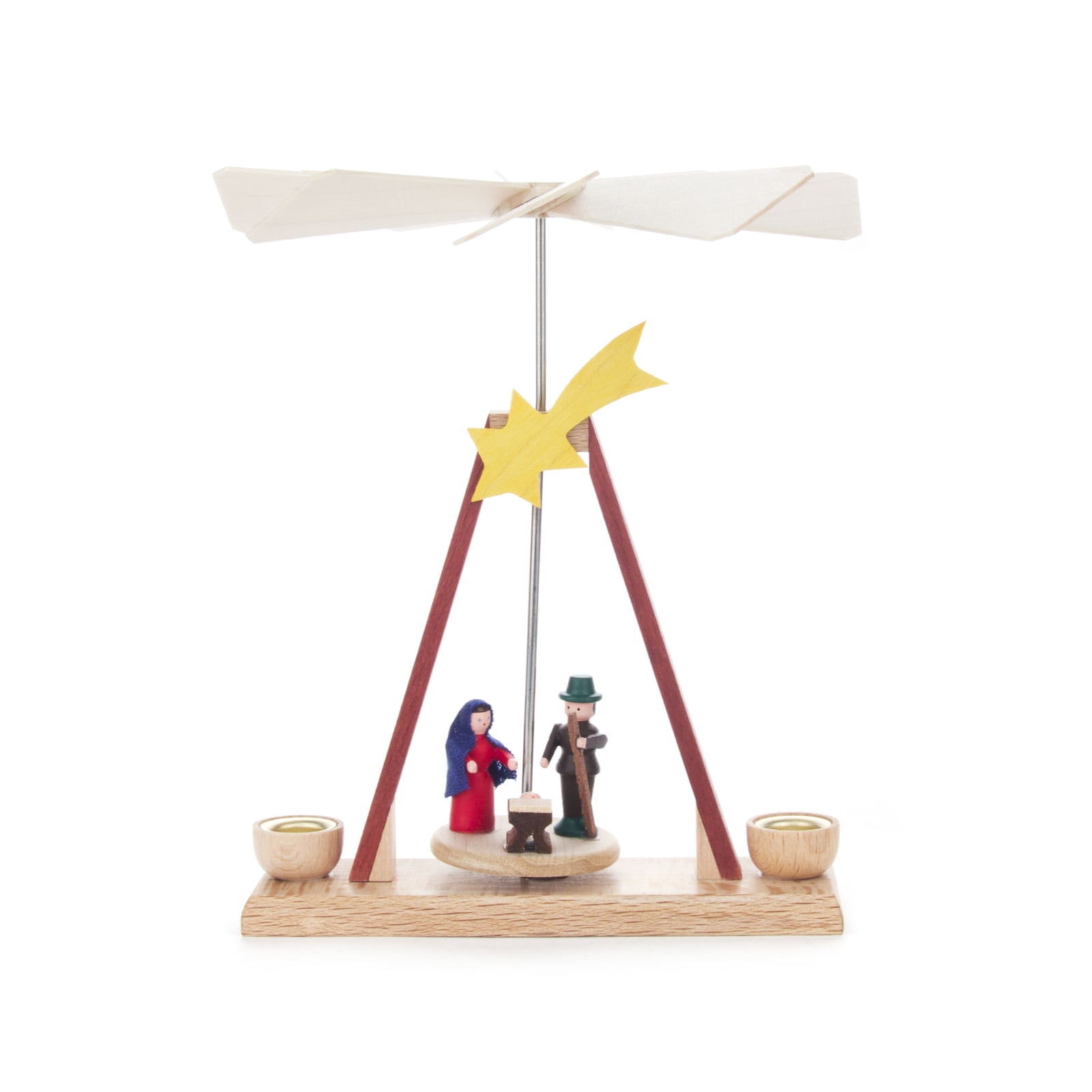 Pinnacle Peak German Wood Pyramid Nativity Scene Candle Holder