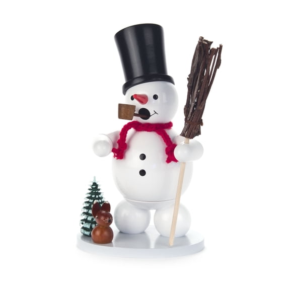 Pinnacle Peak Trading German Wood Snowman with Top Hat Incense Burner 5.5 Inch