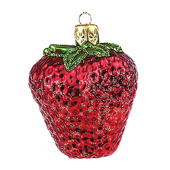 Pinnacle Peak Trading Mini Strawberry Polish Glass Christmas Ornament