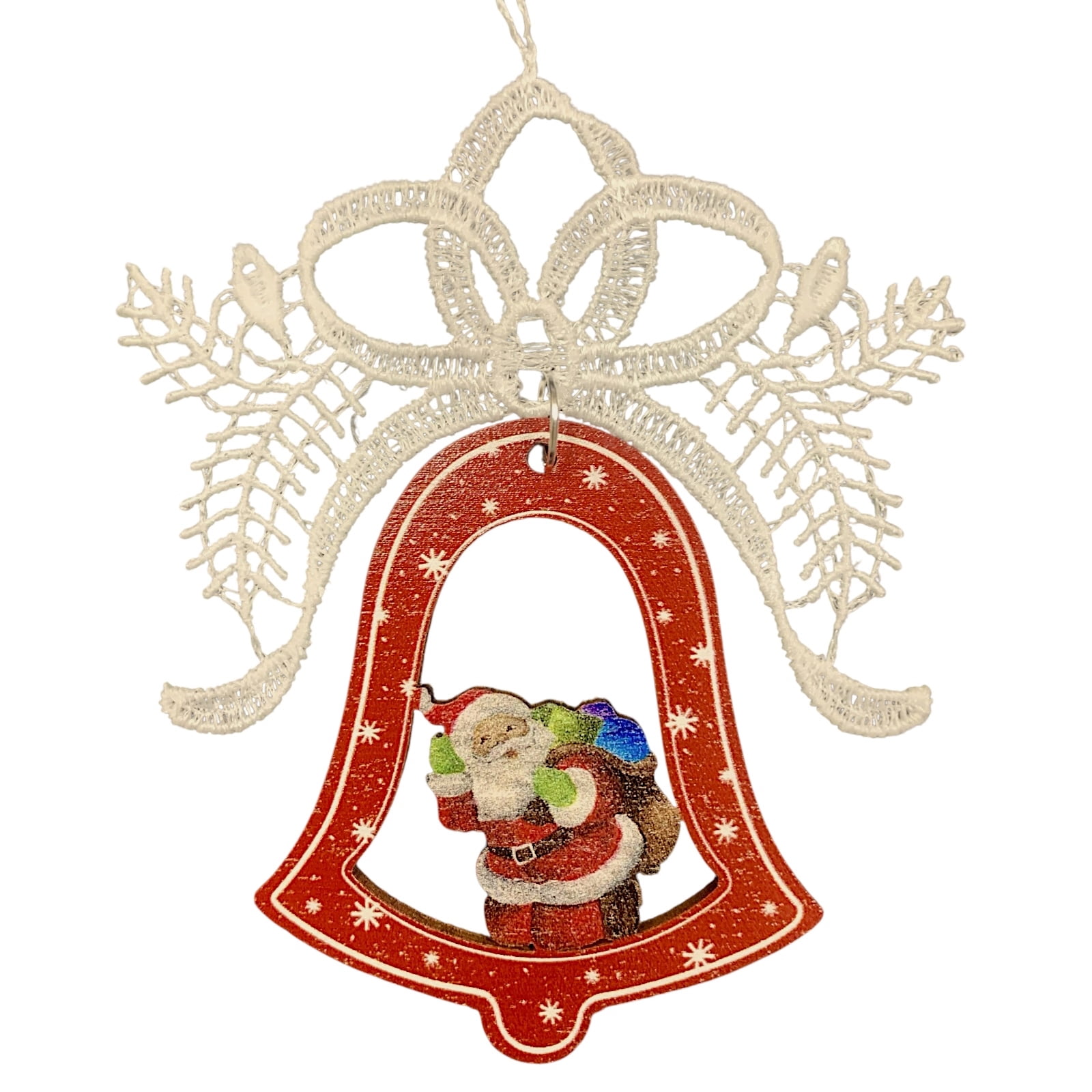 Pinnacle Peak Trading Lace Ribbon Santa Bell German Christmas Ornament