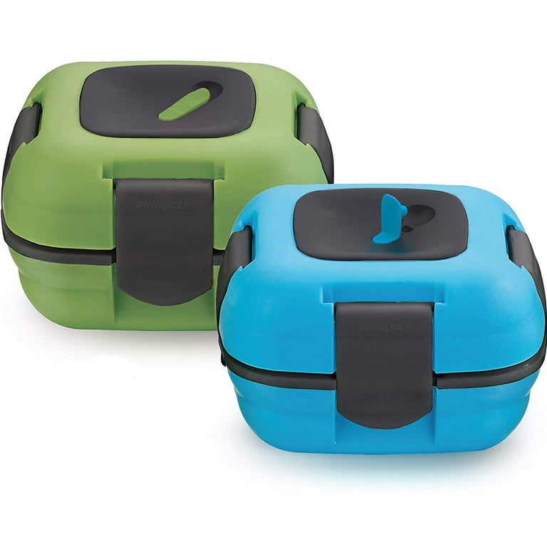 Pinnacle Thermoware 2-Pc Leak Proof Insulated Lunch Box Hot Food Container  Set, Blue & Green 